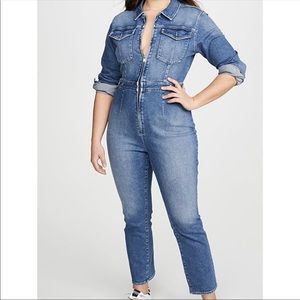 Good American SIZE 4 = US size XL  Exposed Zip Zipper Jumpsuit Long Sleeve